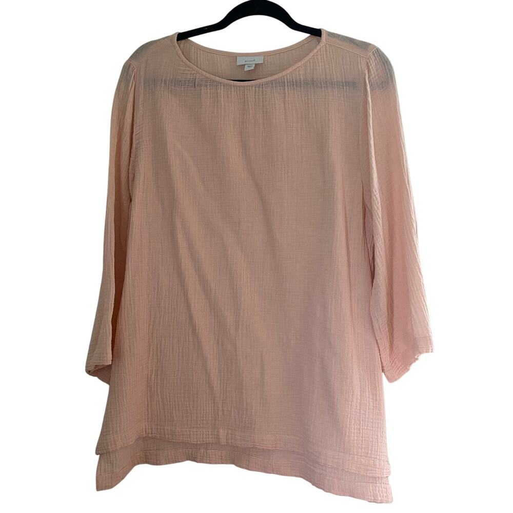 J. Jill Tunic Top Pink Muslin Cotton Shirt Pink Womens Size Large